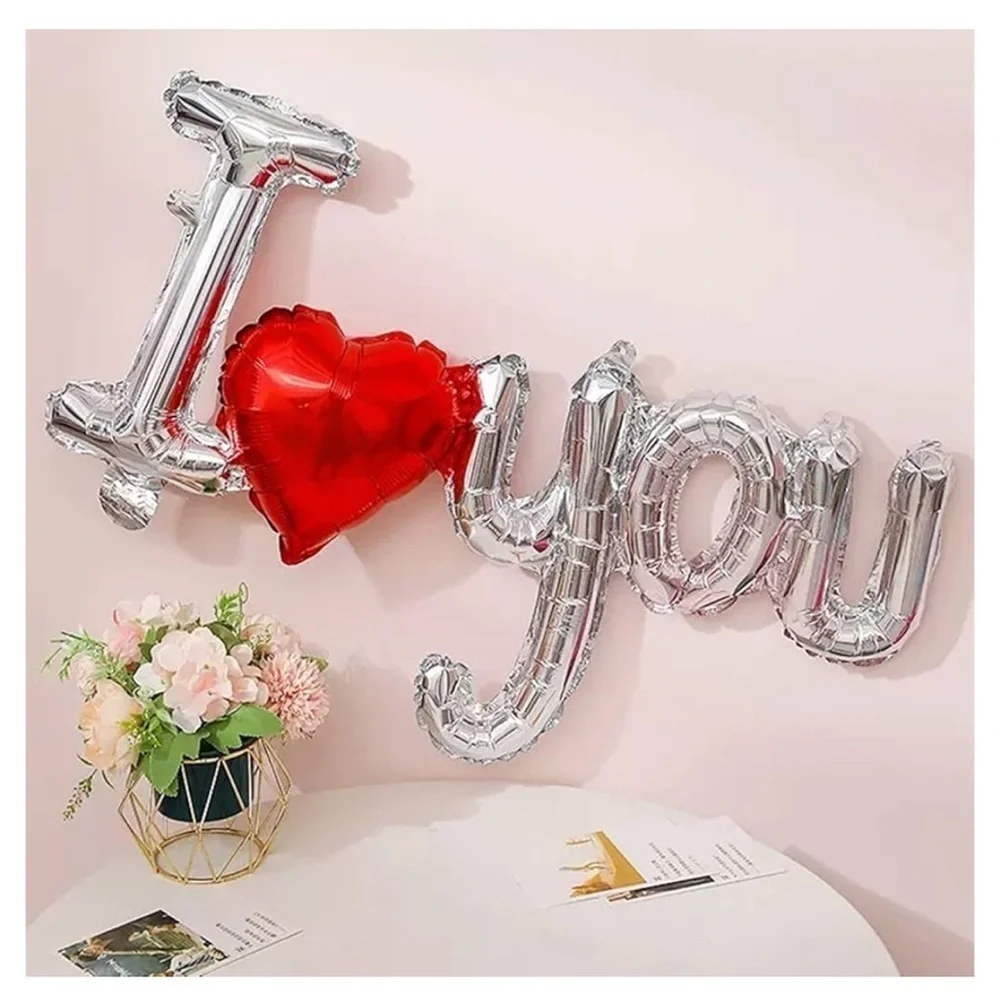 Silver and Red Love Balloon Set